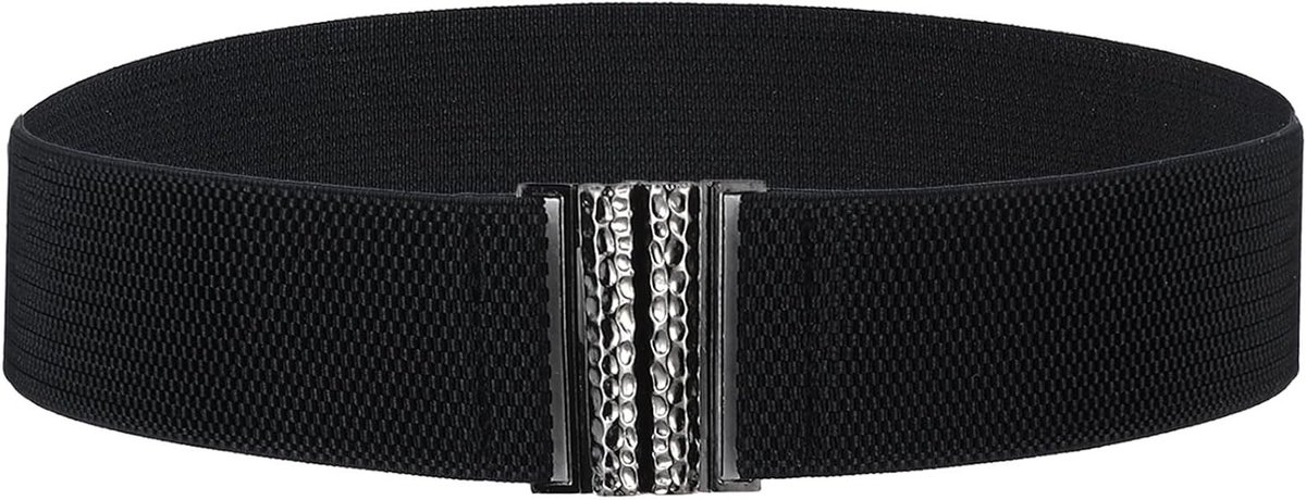 Brede Zwarte Elastische Riem voor Dames - Vintage Stretch Taille Riem voor Jurken en Casual Outfits