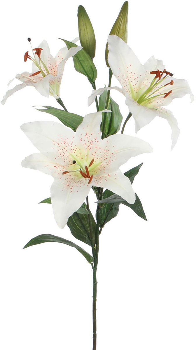 Mica Decorations Kunstbloem Lily Stargazer Valley - H75 cm - wit - kunststof - stelen kunstbloemen - boeket - bloemetjes