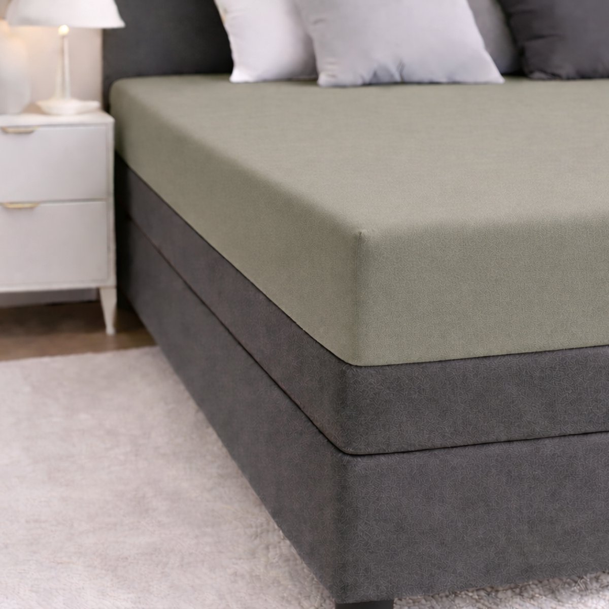 24-Bedding Hoeslaken katoen - 80x200 cm Groen- Verkoelend 100% percaline Katoen - 30 cm hoek