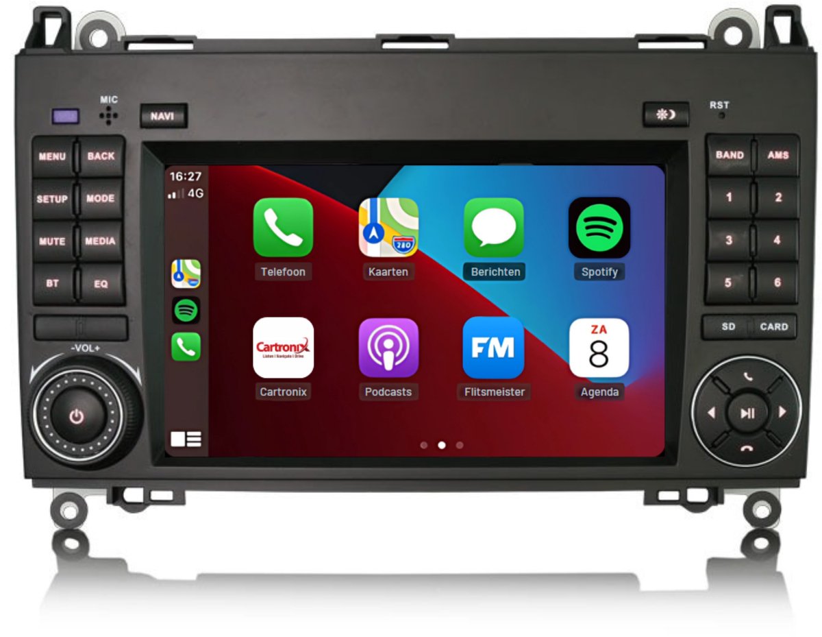 CarPlay autoradio geschikt voor Mercedes Sprinter | 2006 t/m 2018 | Android 14 | Draadloos Apple CarPlay & Android Auto | 4GB + 64GB | 8-Core processor | Cartronix | 2006 2007 2008 2009 2010 2011 2012 2013 2014 2015 2016 2017 2018 | Bluetooth & Wifi