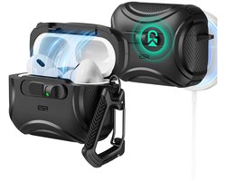ESR Hoesje Geschikt Voor AirPods Pro 3 (2025) - Cyber FlickLock Case - Compatibel met MagSafe - Karabijnhaak - Zwart