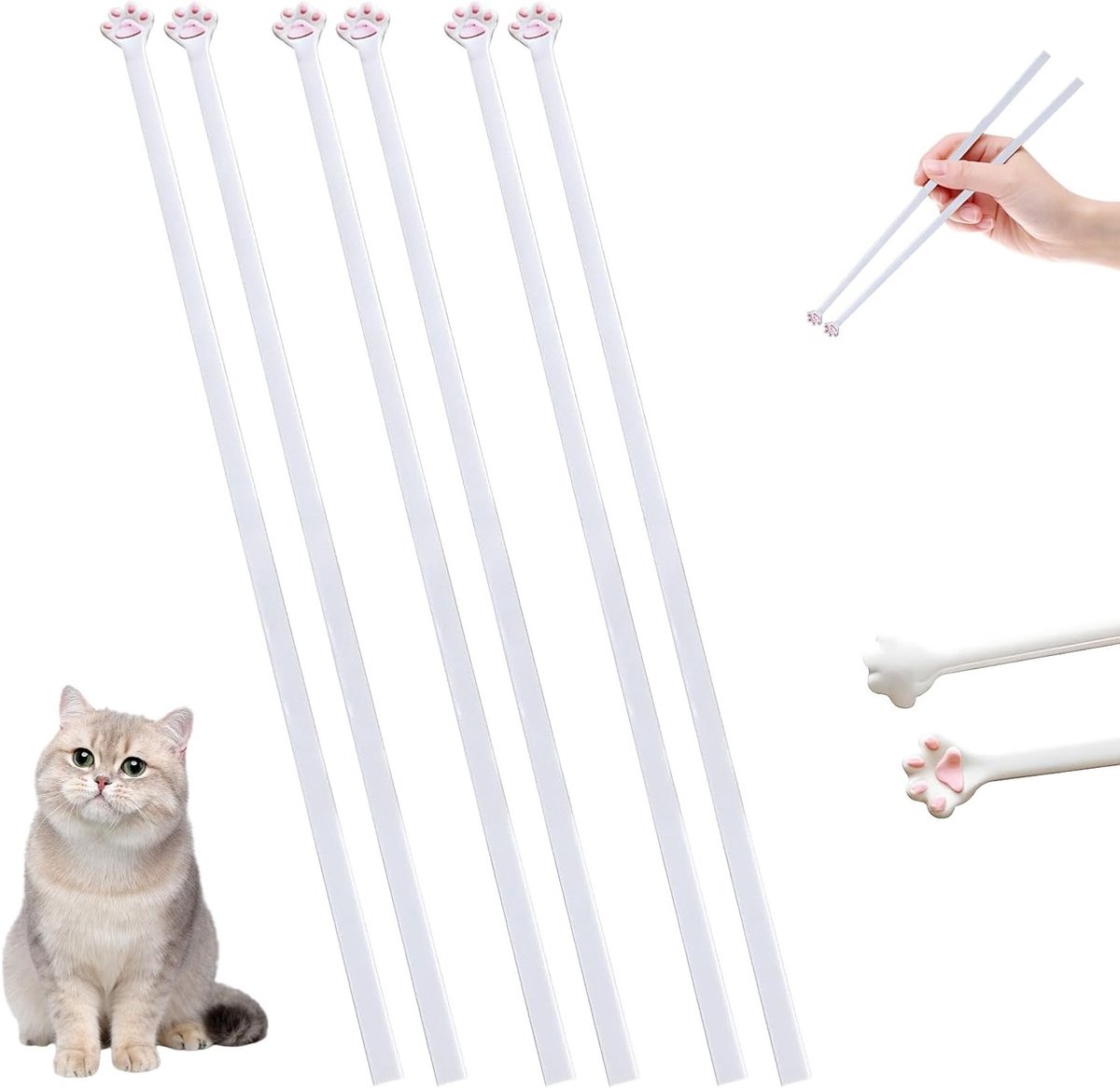 Schattige herbruikbare sushi stokjes in de vorm van kattenpootjes voor thuis, restaurants en feesten - 3 paar