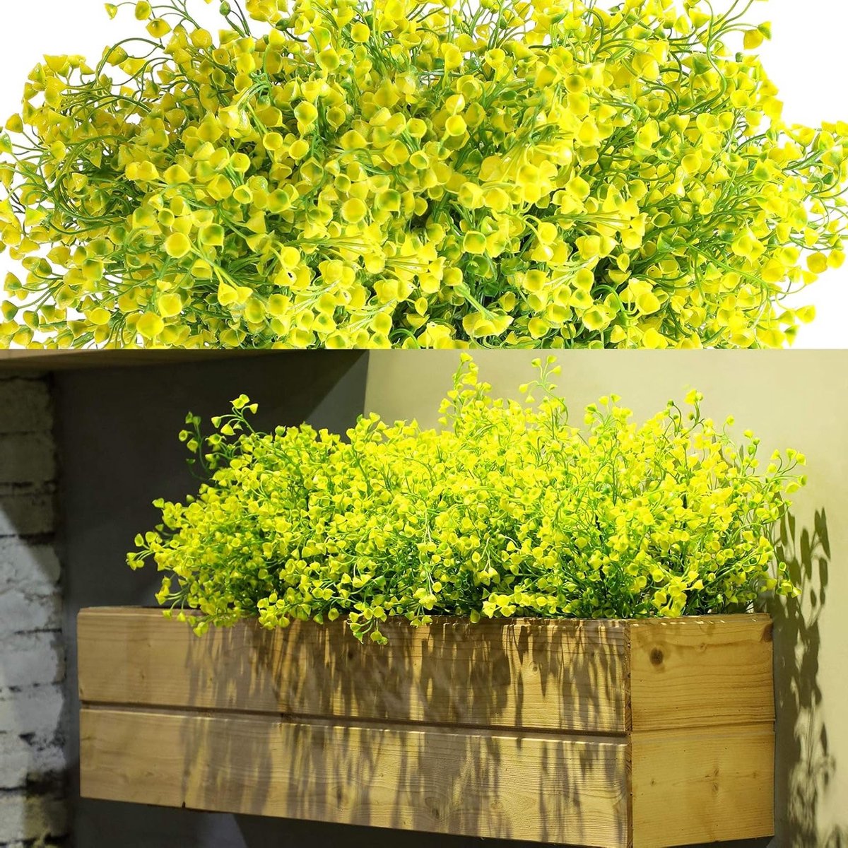 12 Bundels Kunstbloemen voor Buiten - UV-bestendige Neppflanten voor Tuin, Terras en Balkon Decoratie in de Lente en Zomer (Geel)