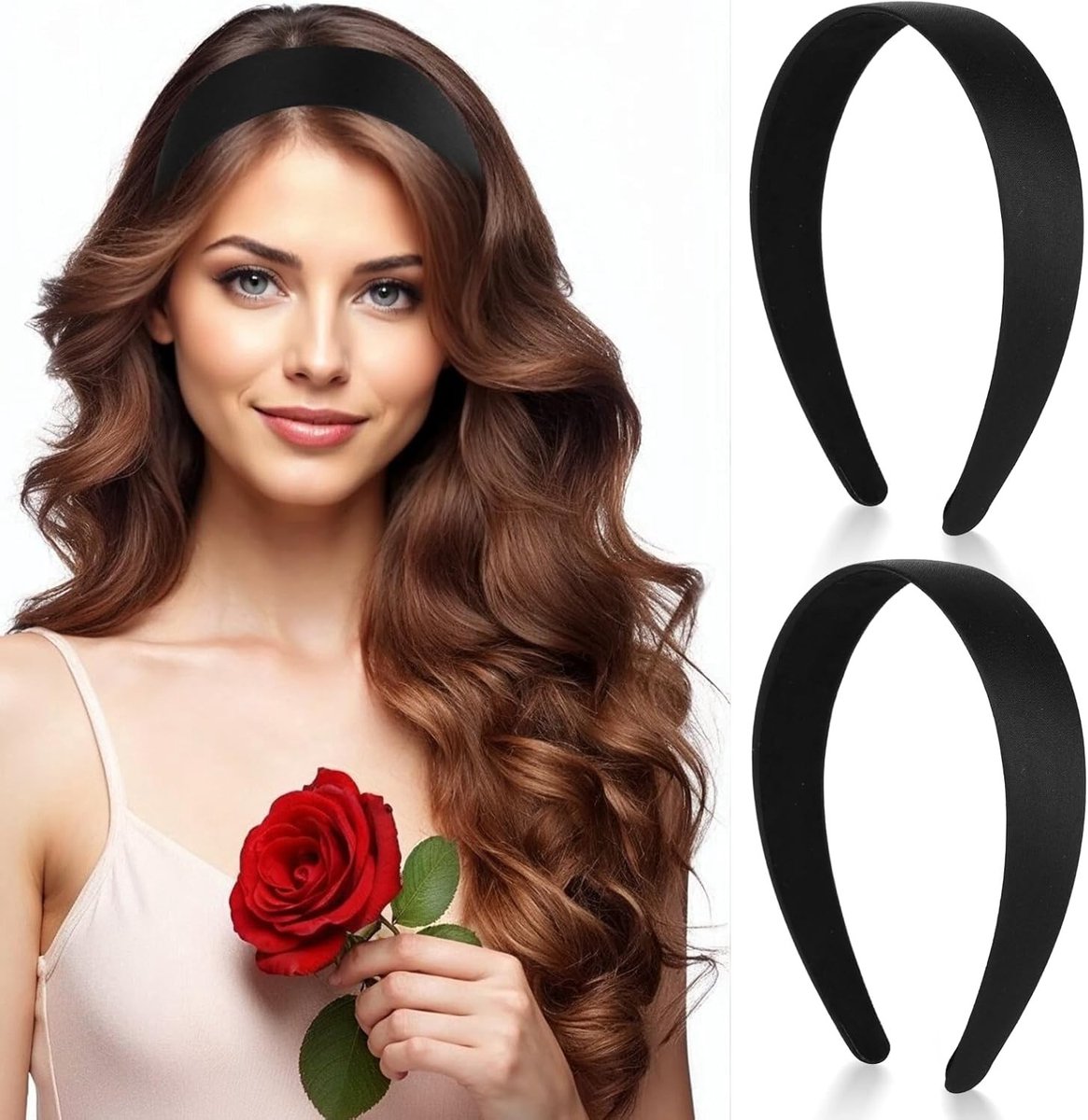 Zijde Satijnen Haarband Zwart - Non-Slip Vintage Haaraccessoires voor Yoga en Feestjes, 3cm Breed