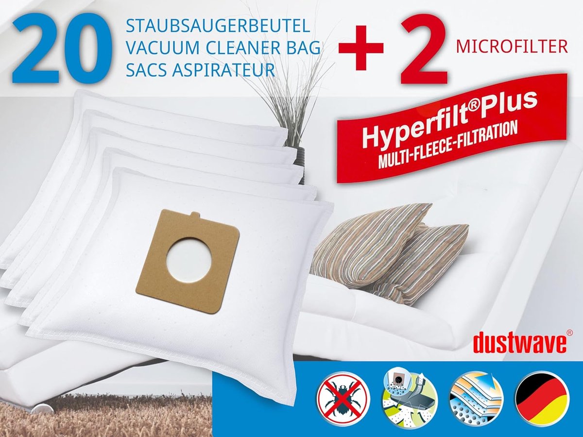 Stofzuigerzakken - Stofzakken Vlieszakken - Stofzuigen Huis - Meerlaags Microvlies - 20 stuks - Wit
