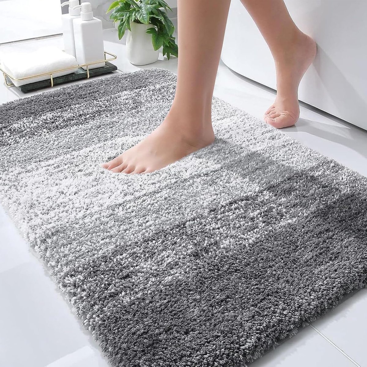 Olanly Badmat - Antislip - 61x90 cm - Absorberende Badmat - Douchemat - Toiletmat - Grijs