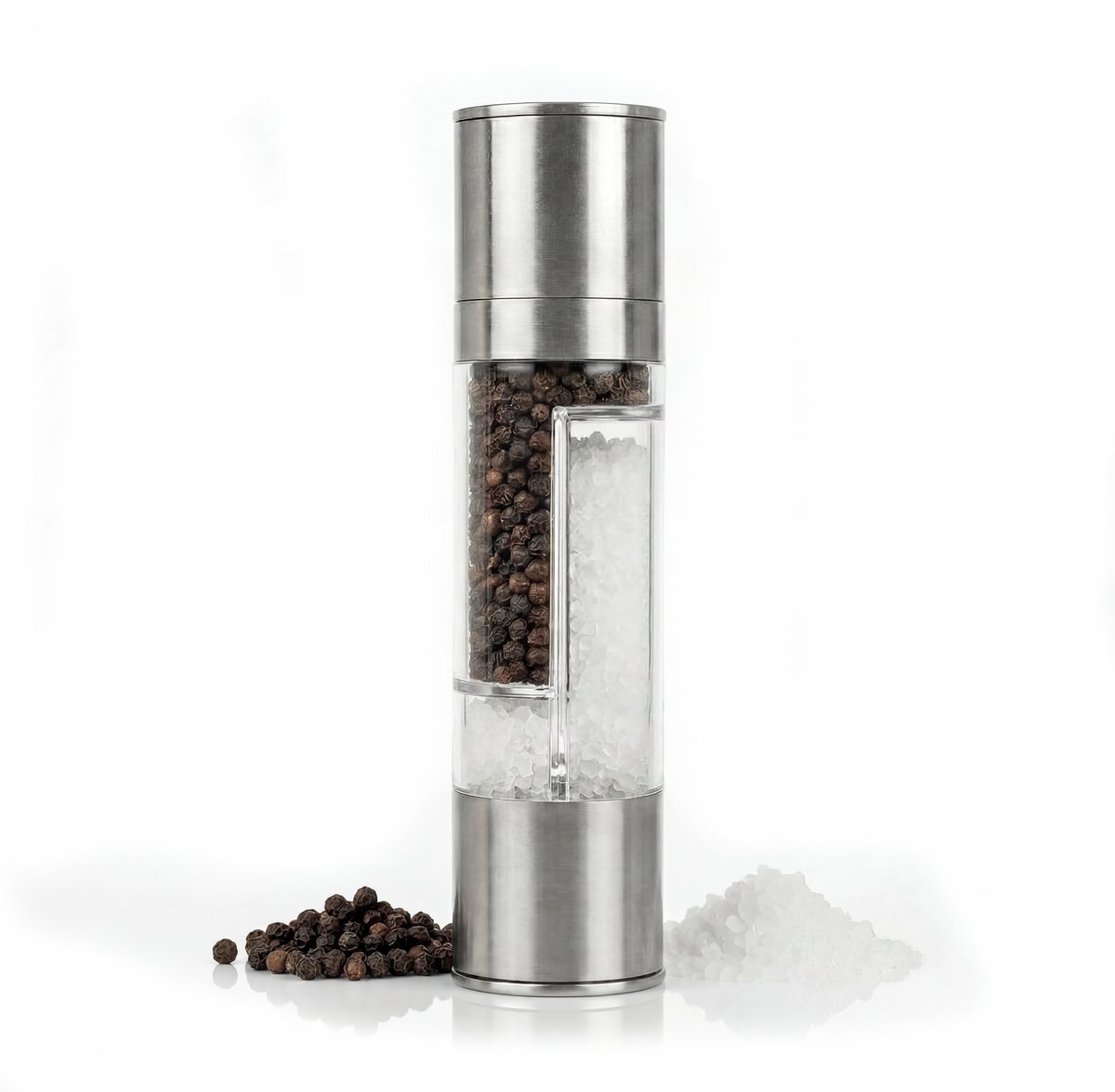 2-in-1 Zout en Pepermolen - Kruidenmolen Handmatig - Maler met Instelbare Maalgraad - Keukenmolen - Peper en Zoutstellen - Specerijenmolen - Spice Grinder - Ruimtebesparende Kruidenmaler - Salt and Pepper Grinder and Shaker - Koken - Löwenthal