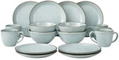 Mica Decorations Racco Serviesset 16-Delig - 4 Persoons - Ontbijtborden, Kommen en Mokken en Dinrborden - Steengoed Servies - Vaatwasserbestendige Servies Set - Lichtgrijs