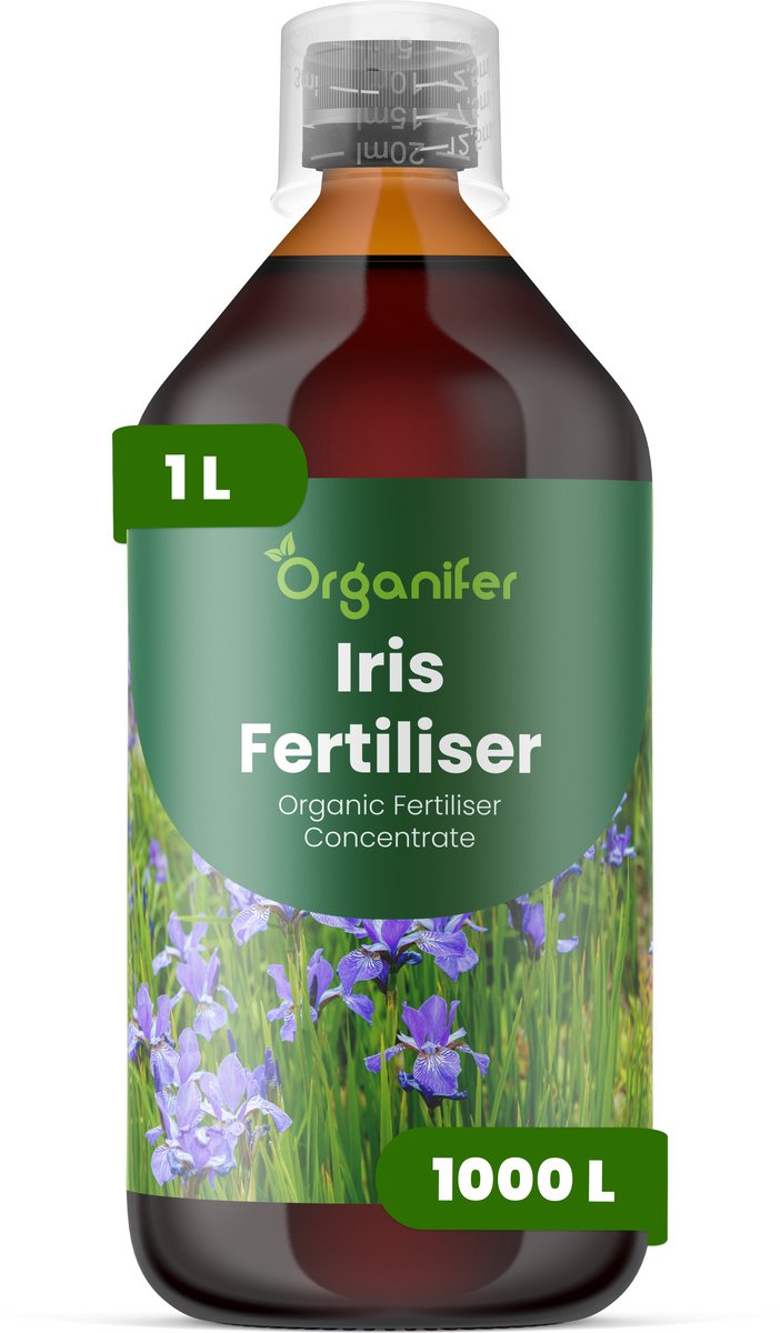 Vloeibare Meststof Voor Iris 1 L Voor 1000 L - Npk - 2-1-8 - Knopvorming - Langdurige Bloei - Kleurrijke Bloei - Wortelontwikkeling - Sterke Bladeren - Stevige Stelen - Gezonde Rhizomen - Droogtetolerantie - Kleurintensiteit - Organifer