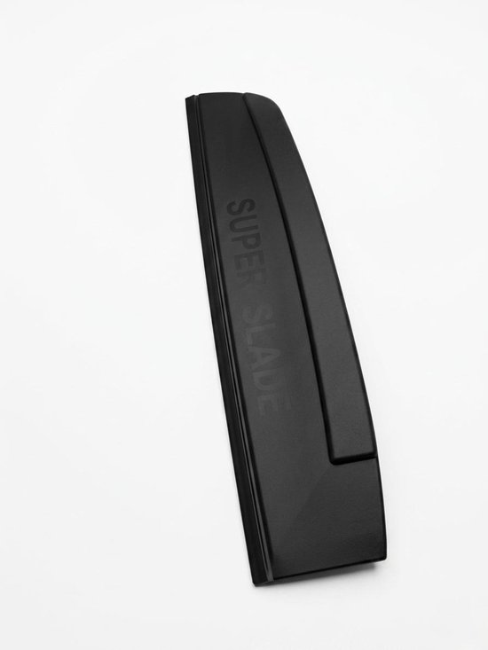 Zwarte 'SUPER SLADE' silicone waterwisser op witte achtergrond.
