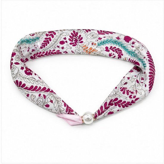 HS Parelsjaal - Meerdere Prints - Wit Roze Bloemenprint