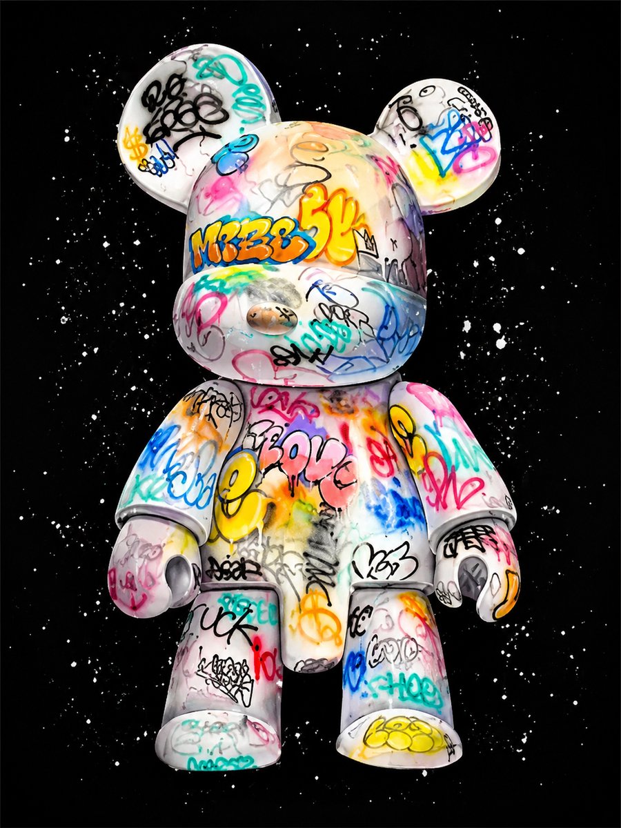 CINK Living® Graffiti Bear Canvas – Pop Art Teddybeer Poster – Street Art Wanddecoratie – Moderne Kunst Print – 50x70 cm Zonder Lijst