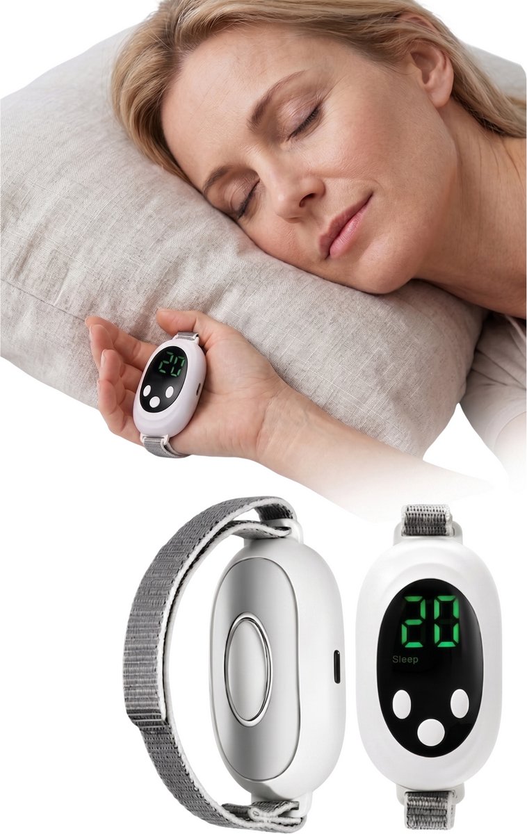 Goodli Slaaptrainer Handpalm PRO - Wit - Ademhalingstrainer - Slaaphulpmiddel voor Kinderen en Volwassenen - Beter Slapen - Ademhalingsoefeningen - 18 Standen - Neurorelax Apparaat - NerveRelax - Inclusief Oplaadkabel