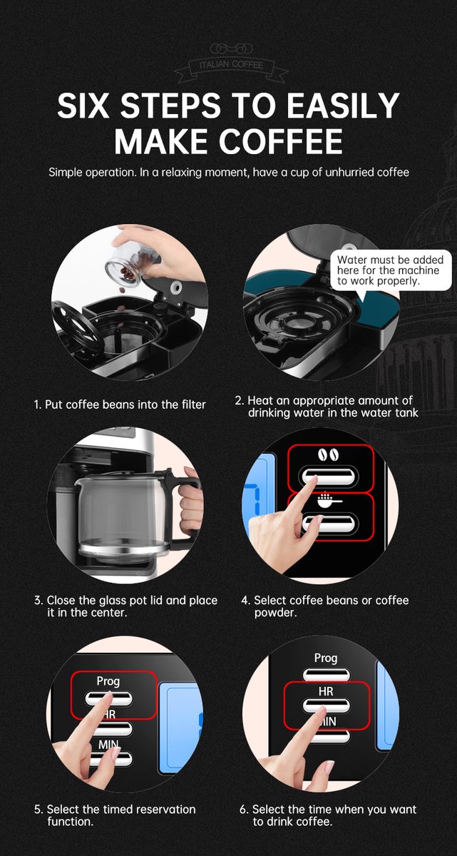Volautomatische 2-in-1 Koffiemachine Espresso-Koffiemachine - Filterkoffie - Elektrische Koffiemolen - LED-display - Automatische Warmhoudfunctie — afbeelding 2
