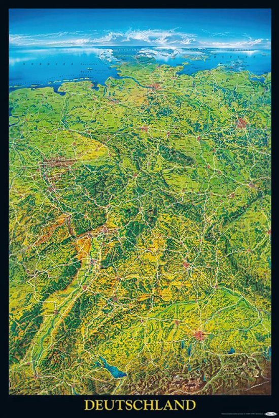 Duitsland Panorama Kaart - Geografische Poster - Wanddecorat ... - cover