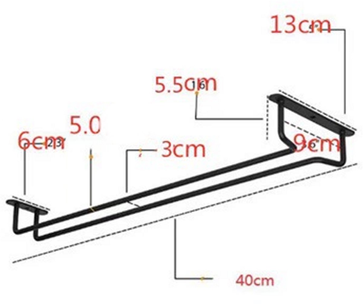 2 Stuks Wijnglazenhouder - Ophangrek Wijnglazen - 40 Cm - Wijnglazenrek - Aan De Muur - Metaal - Geschikt Voor 10 Glazen - Wijnglas Rek - Wijnglas Houder - Geschikt Voor Kasten, Keukens of Bars - Zwart — cadeau in Wonen & Interieur - foto 5