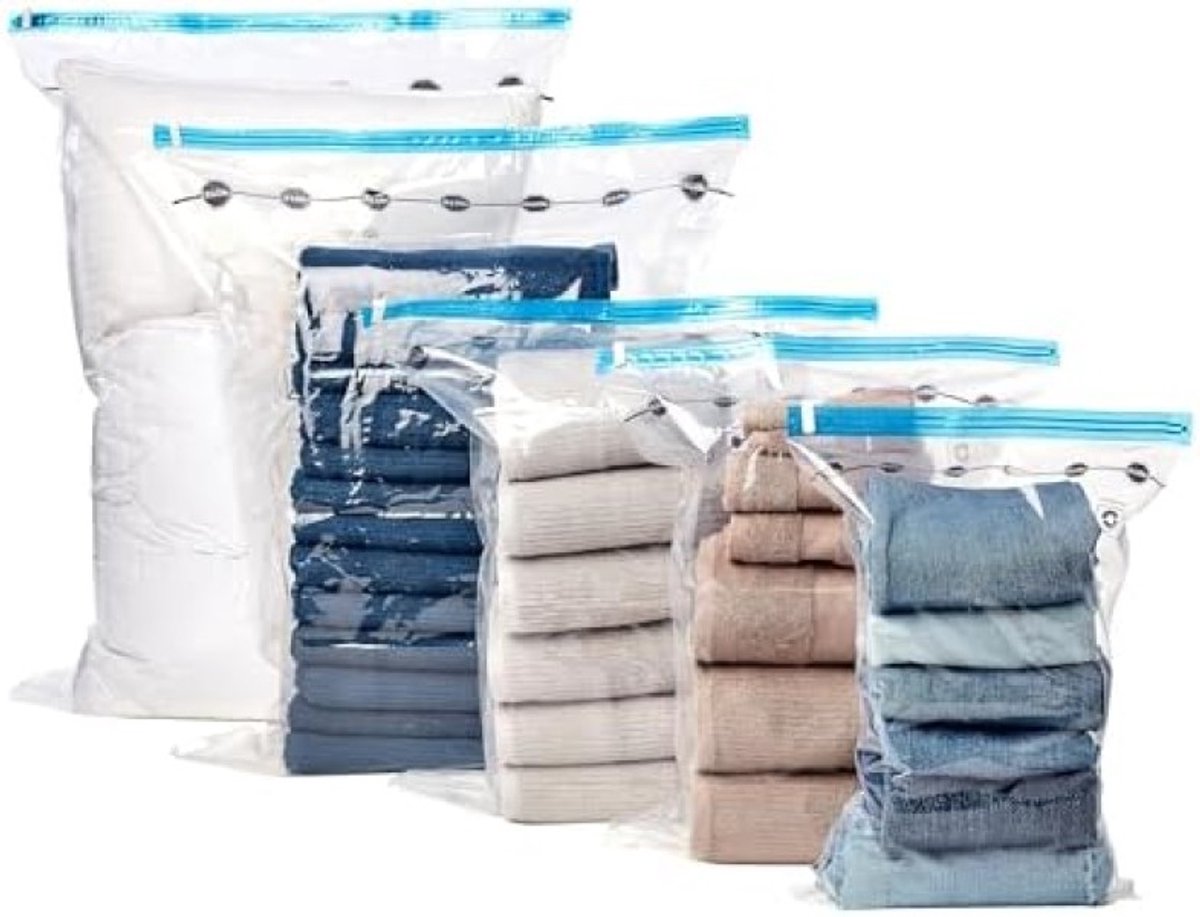 Vacuümzakken voor kleding - Jumbo 6-pack met handpomp