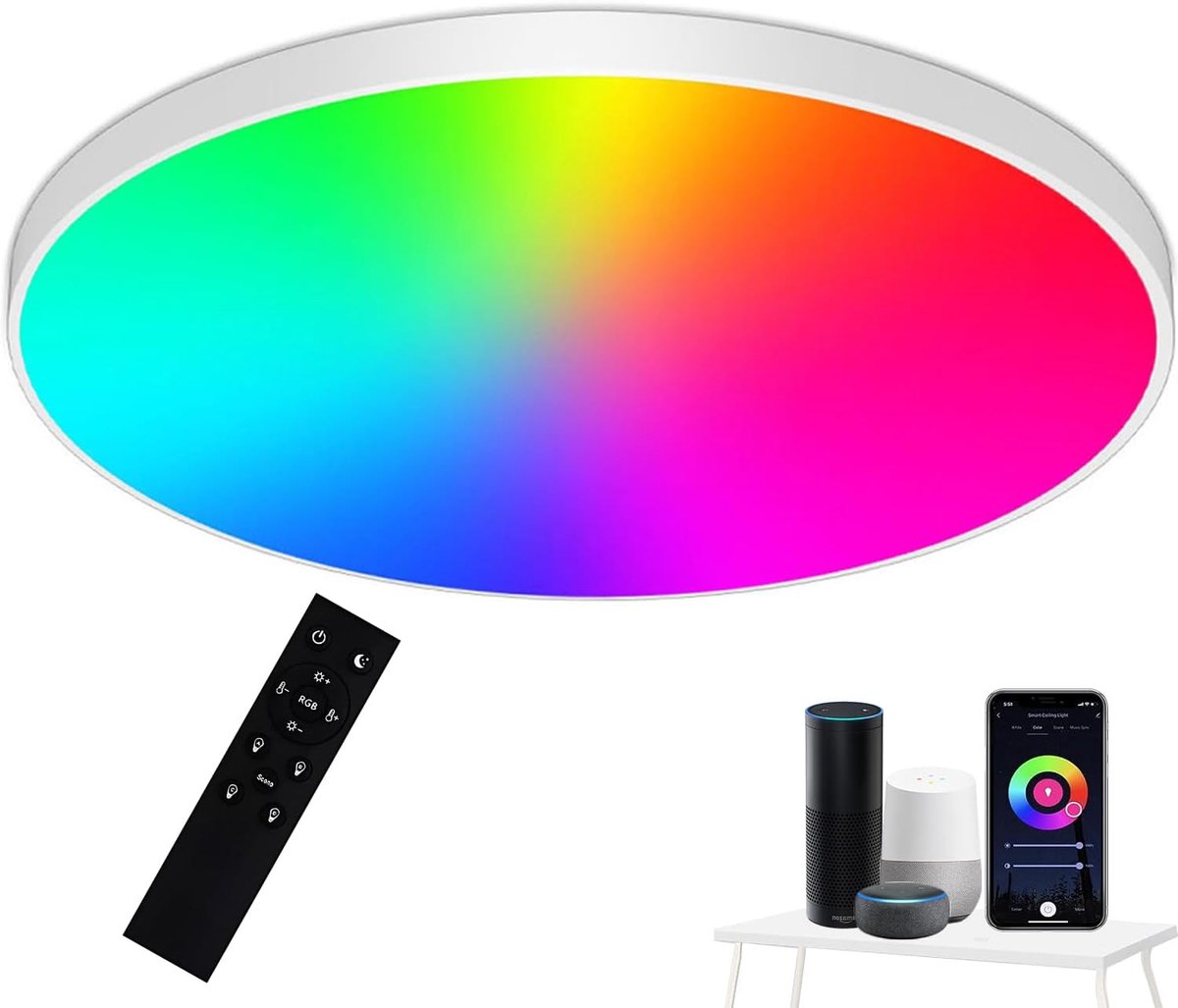 Slimme Plafondlamp - App Bedienbaar Licht - Woonkamer Verlichting - Instelbare Kleuren - 3
