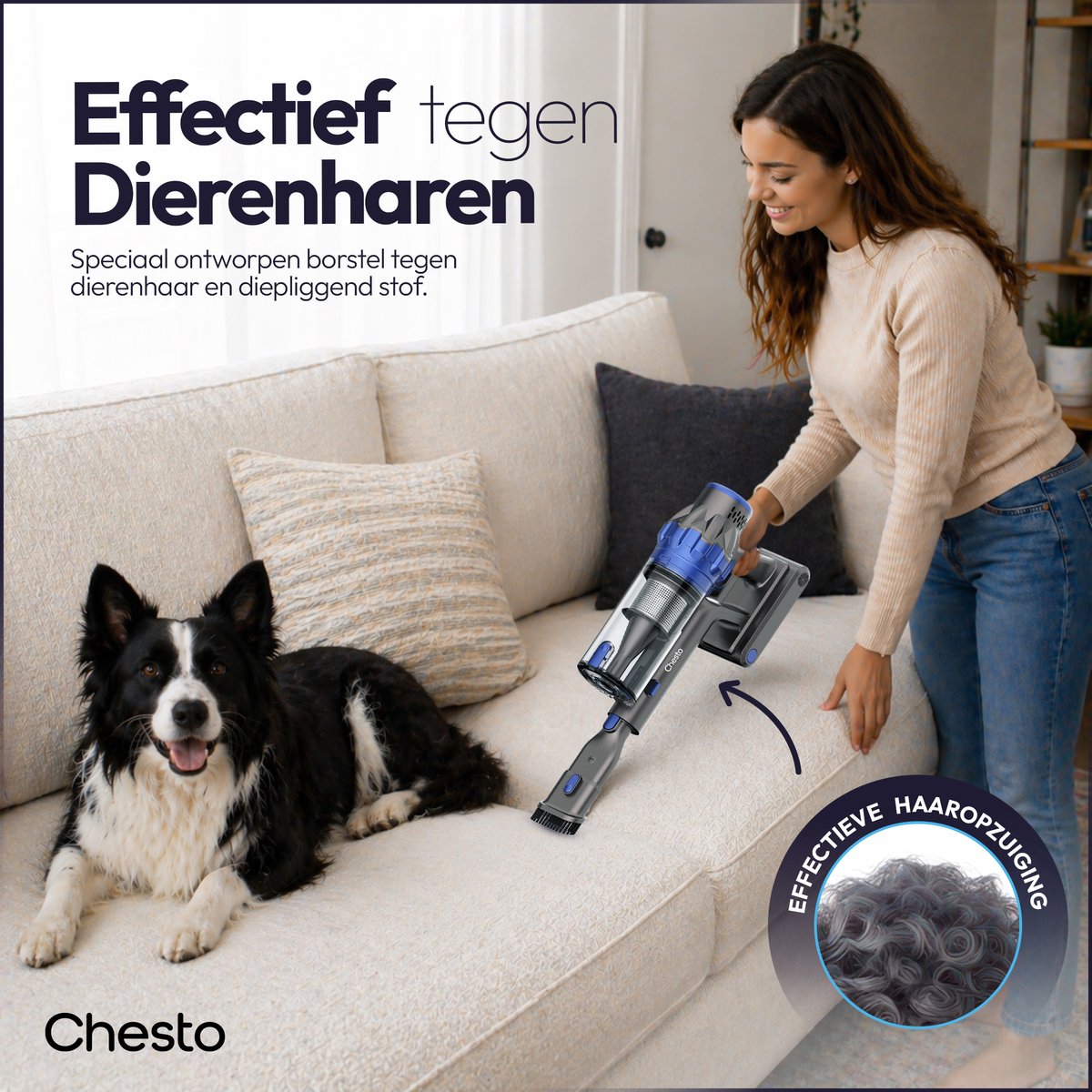 Chesto T1 Steelstofzuiger Draadloos 400W – 35.000 Pa – Ultralicht – LED-zuigmond – 3 Opzetstukken — afbeelding 6