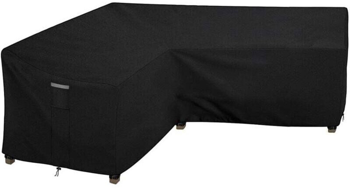 Waterdichte L-vormige tuinmeubelhoes, Oxford-stof, winddicht, UV-bestendige buitenbankhoes (215x215x87x80 cm) - Zwart