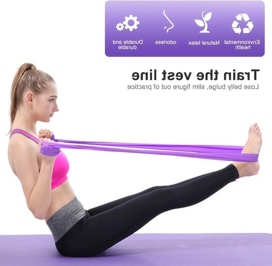 Set van 2 weerstandsbanden - 1,5 m x 15 cm - Rekbare banden voor yoga, pilates, krachttraining, fysiotherapie en revalidatie van Dunlop — afbeelding 2