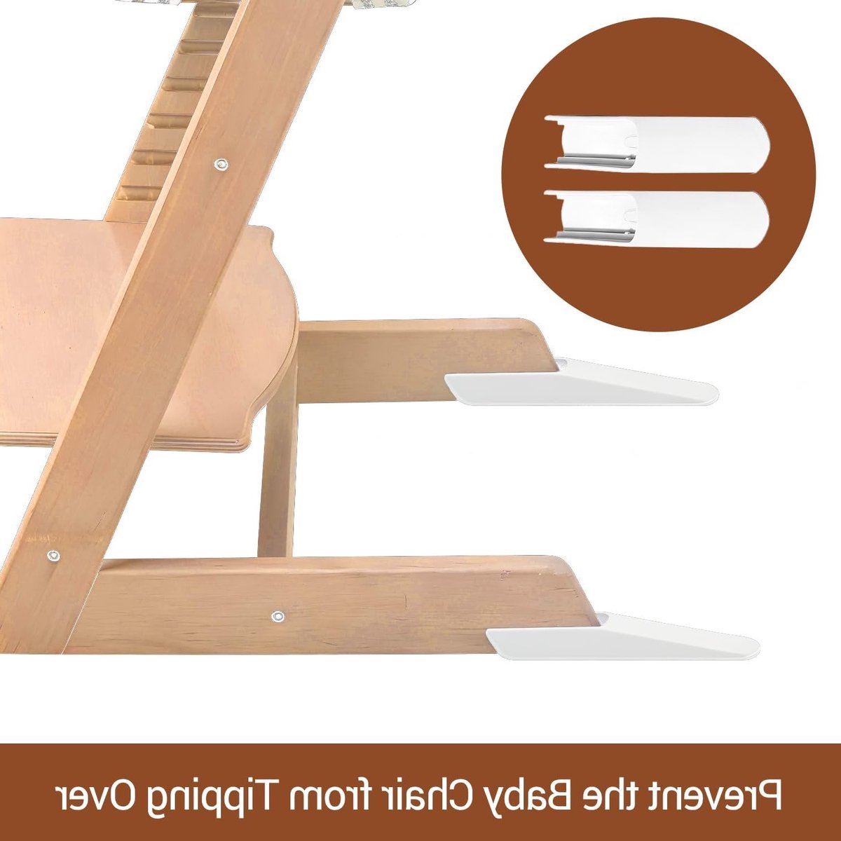 Set van 2 Inlegstukken voor Kinderstoelen, Antislip Verlengde Pootbeschermers, Veiligheid en Comfort, Geschikt voor Tripp Trapp, Wit