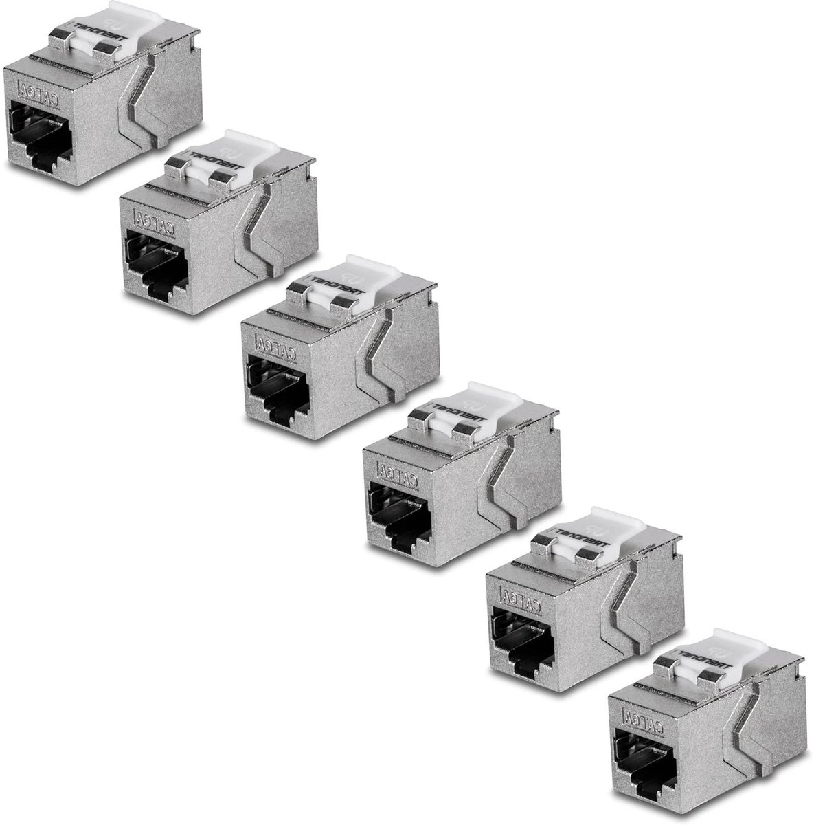 Keystone Inline Coupler - RJ45 Koppelaar - Netwerkverbindingen Uitbreiden - Gereedschapsloos Ontwerp - 6 stuks - Zilver