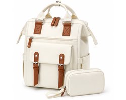 Sounix Laptoptas 15.6 inch - met Etui - Rugtas voor dames en heren - Schooltas - Hoge kwaliteit - Beige