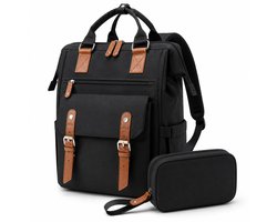 Sounix Laptoptas 15.6 inch - met Etui - Rugtas voor dames en heren - Schooltas - Hoge kwaliteit - Zwart