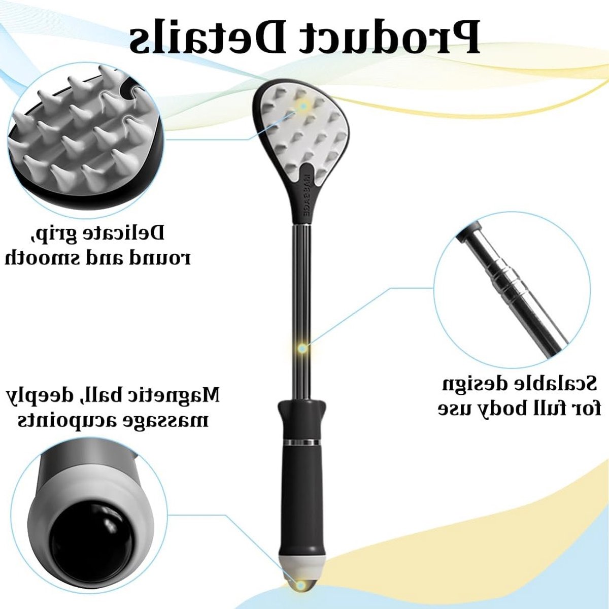 Intrekbare Rugschraper - Massage Krabber - Jeuk Verlichten - Met Magnetische Bal - 27.6 cm