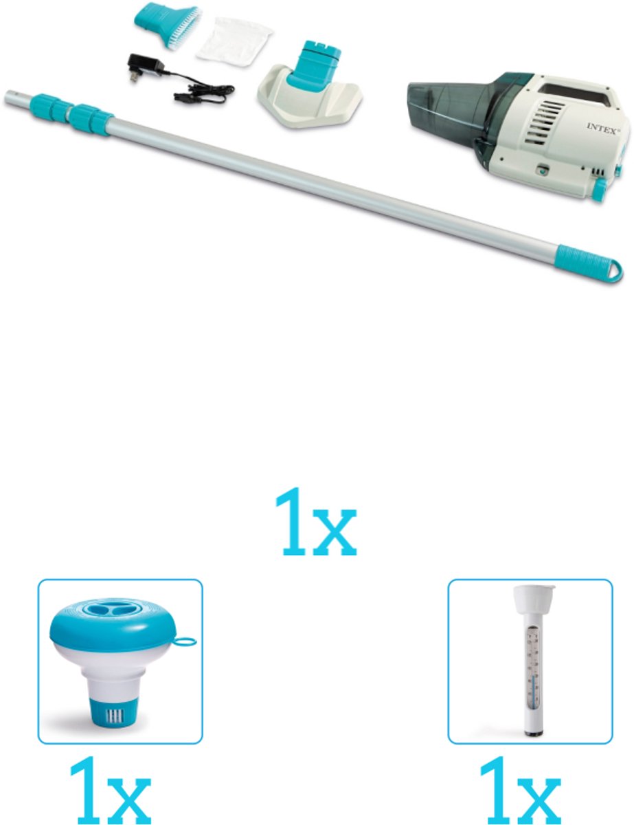 Intex Zwembad stofzuiger ZR200 - Oplaadbaar - Handmatig - 28628 inclusief Thermometer en Chloordrijver