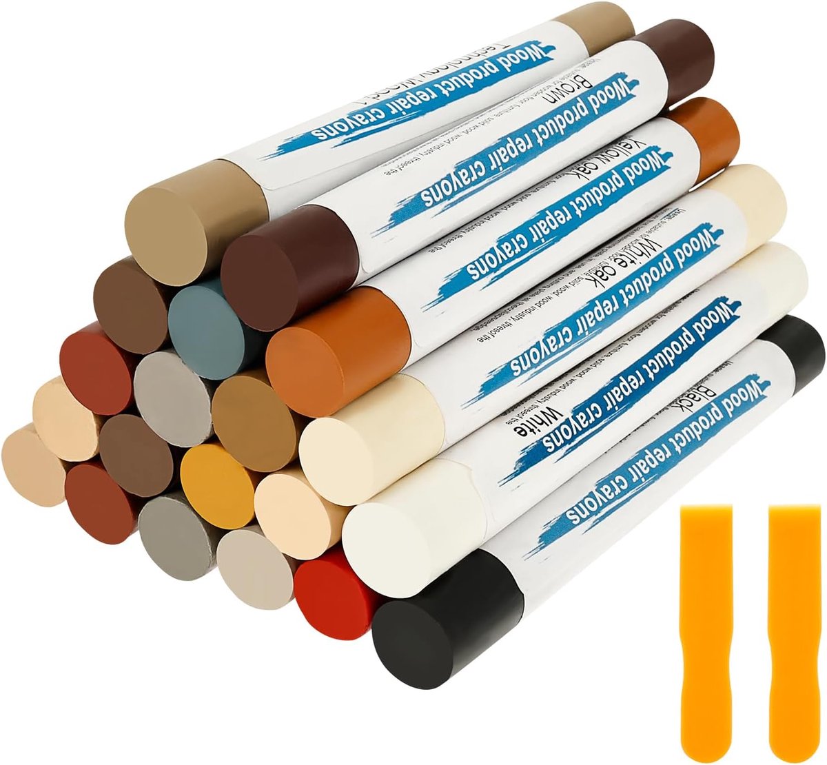 Complete set van 20 houtwasstiften voor meubelreparatie, meerkleurige reparatiestiften, eenvoudig te gebruiken tegen krassen, gaten en schade aan houtwerk