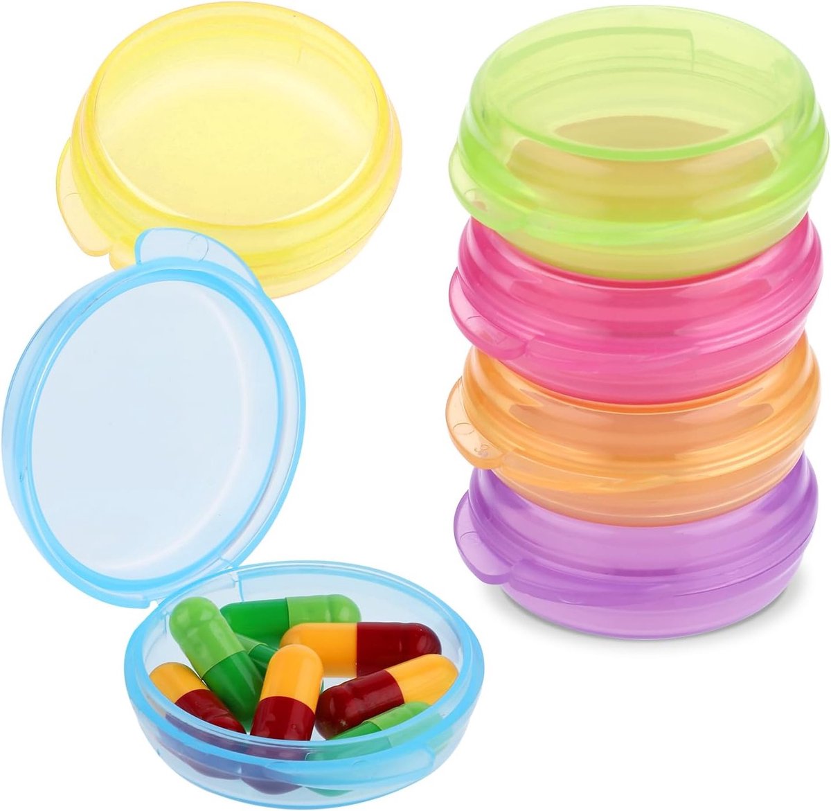 Compacte Pillen Organizer voor Reizen, Transparante Ronde Medicijnhouder, Ideaal voor Vitaminen en Cod Liver Oil, Perfect voor Buitenactiviteiten