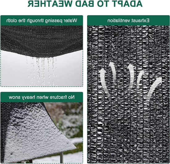 40% schaduwstof met ringen, 2 x 6 m, tuinmas, schaduwzeil, HDPE, zonweringsnet, uv-bestendig net voor broeikasafdekking, terras, planten, bloemen, kippenhok en carport van Tuinmas — afbeelding 2