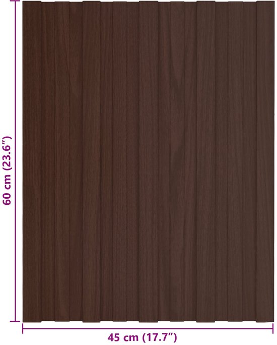 vidaXL - Dakpaneel - 12 - pcs - Bruin - 60 - x - 45 - cm - Gegalvaniseerd - staal van VidaXL — afbeelding 2