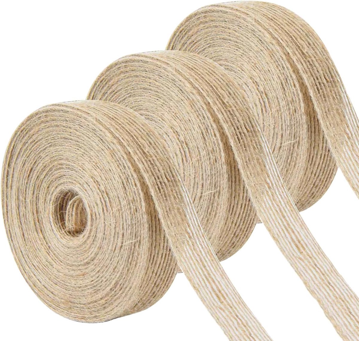 3 Rollen 2cm Jute Lint, 30m Natuurlijk Bruin Craft Lint voor DIY, Bloemstukken, Cadeauverpakking, Verjaardag, Kerst en Bruiloft Decoraties