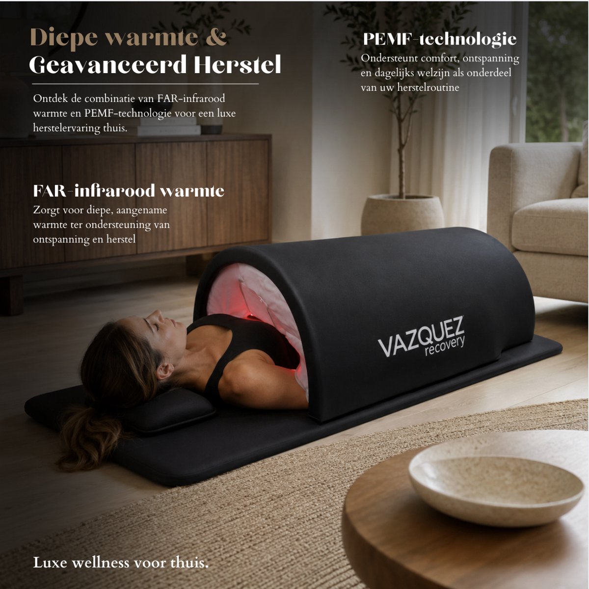 Vazquez Supplements Infrarood Sauna Dome PRO - FAR Infrared, PEMF & Roodlicht (660nm/850nm) thumbnail 2