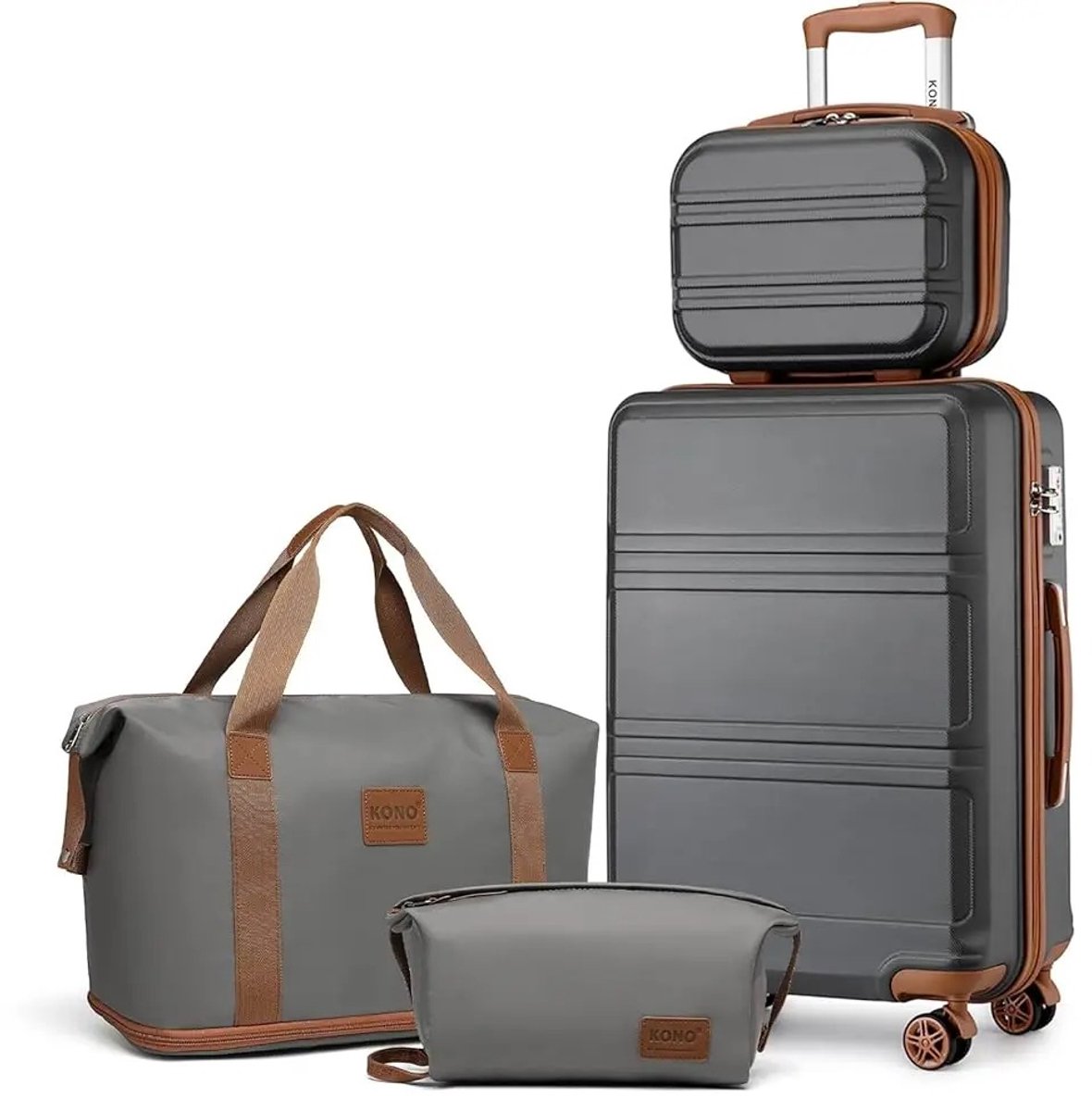 Geargalaxy 4-Delige Kofferset - Bagageset - Trolley set - Reisbagage set - Reisset - Luggage set - Handbagage - 4-Delige - Grijs