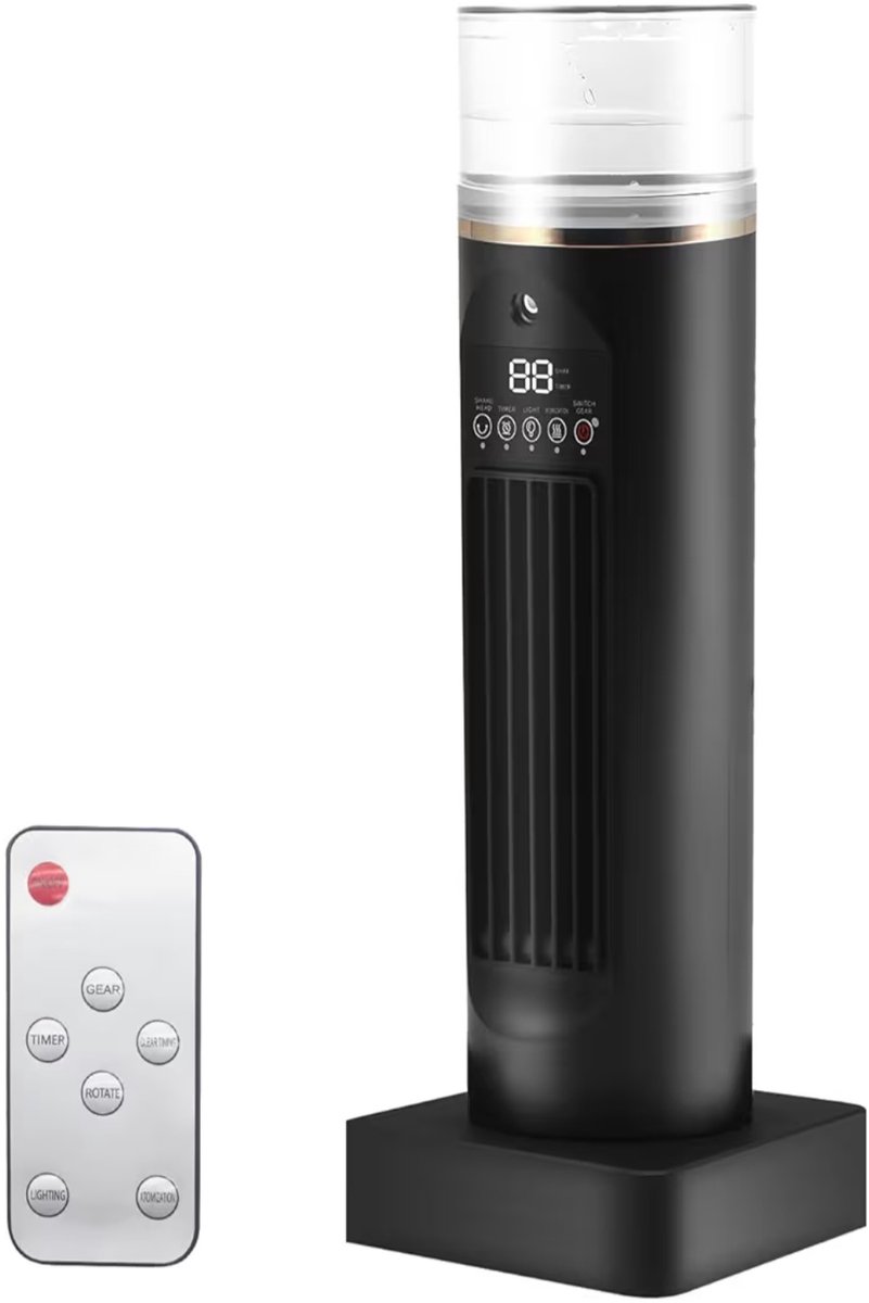BIXc®- Mobiele mini-airconditioning, airco, Aircooler, 6-traps draadloze luchtkoeler met 100 ml watertank, snelkoeling, afstandsbediening, 6-uurs timer, bevochtiger.