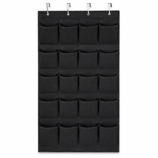Consumerce® Schoenenzak Hangend 24 Vakken Zwart – Schoenenrek – Schoenenbank – Schoenen – Rek – Deur – Wand – Muur – Deurhanger – Schoenrek – Schoenkast – Schoenenkast – Sneaker Box Kast – Schoen Organizer Opbergsysteem – Schoenenbox