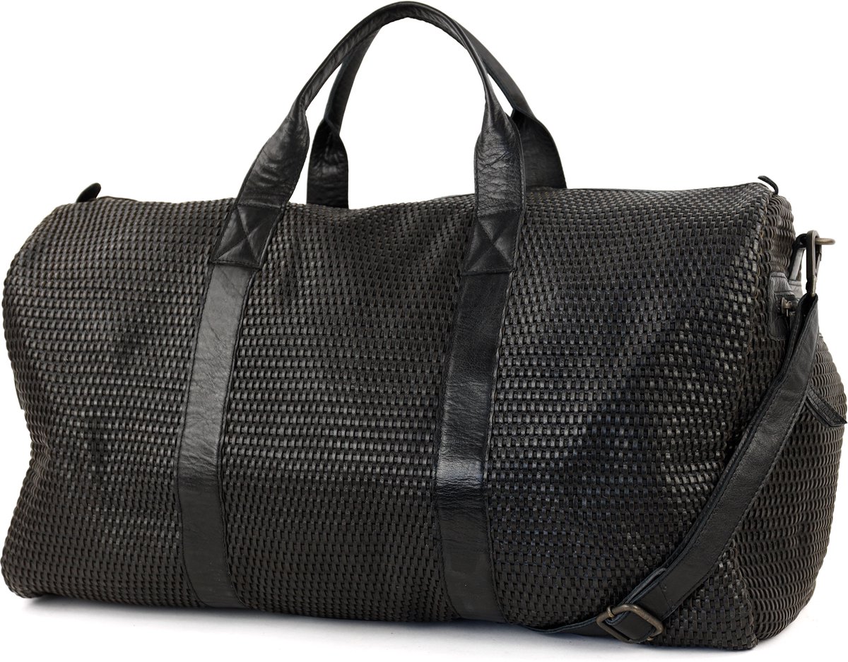 Bear Design Vesper Gevlochten Leren Weekendtas - Reistas - Zwart