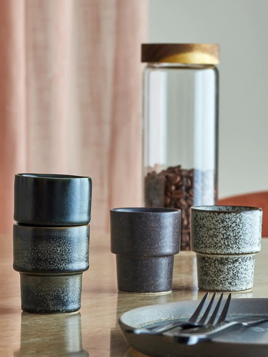 Espresso kop aardewerk bruin Ewan - set van 4