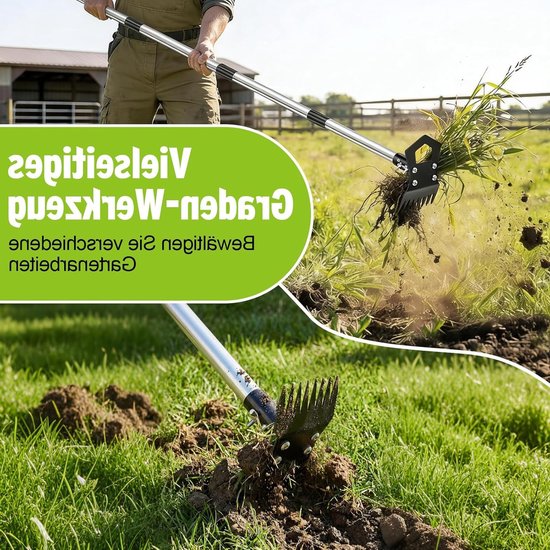 Efficiënte Onkruidverwijderaar met Lange Handgreep, 2-in-1 Onkruidhark en Tuinhak, Tuinwerkzaamheden, Onkruidbestrijding en Tuinonderhoud van Merkloos	 — afbeelding 4