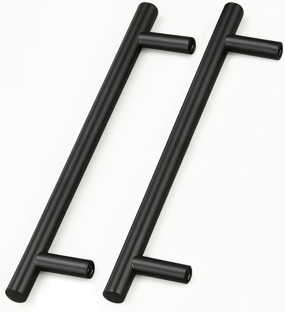 2 Stuks RVS Zwarte Deurgrepen 192mm Voor Keukenkastjes en Lades - Inclusief Schroeven en Montageaccessoires