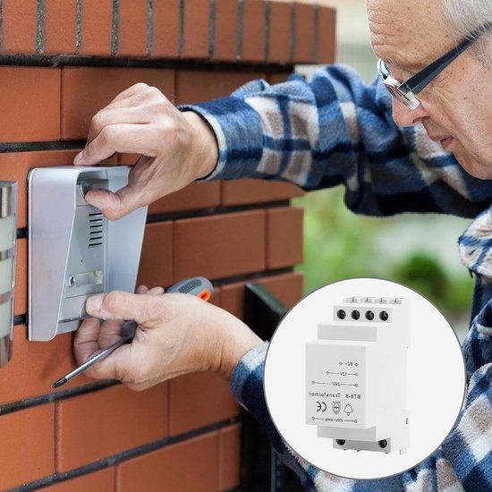 Transformator voor deurbel en chime met lage spanning, 8 V/12 V/24 V, DIN-rail montage, compact en veilig — afbeelding 3