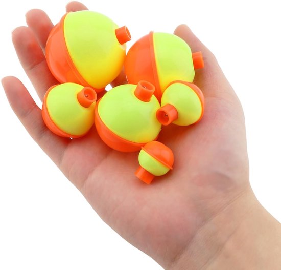 Dobbers drijvers, drukknop ronde boei, klikbare ronde drijvers, oranje/geel verschillende maten voor visgerei accessoires — afbeelding 3
