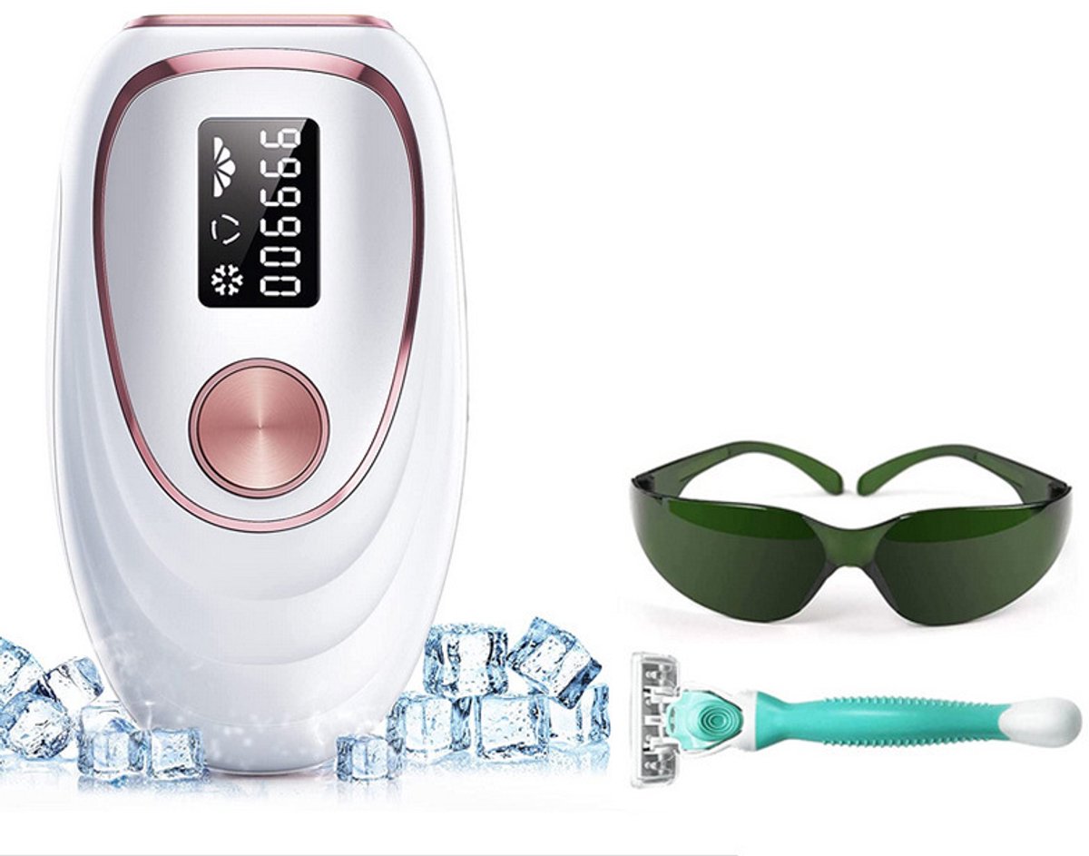 IPL apparaat ontharing laser met vriesfunctie, 999,900 lichtpulsen, 5 energieniveaus en 2 modi, ontharing voor mannen, vrouwen, gezicht, oksels, benen en lichaam