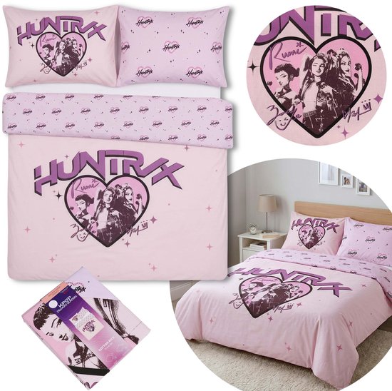 K-Pop Demon Hunters Tweezijdig beddengoed voor tieners met knopen, beddengoedset 200x200cm+74x48cm OEKO-TEX
