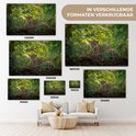 Canvas van een jaguar in de jungle, verkrijgbaar in verschillende formaten.