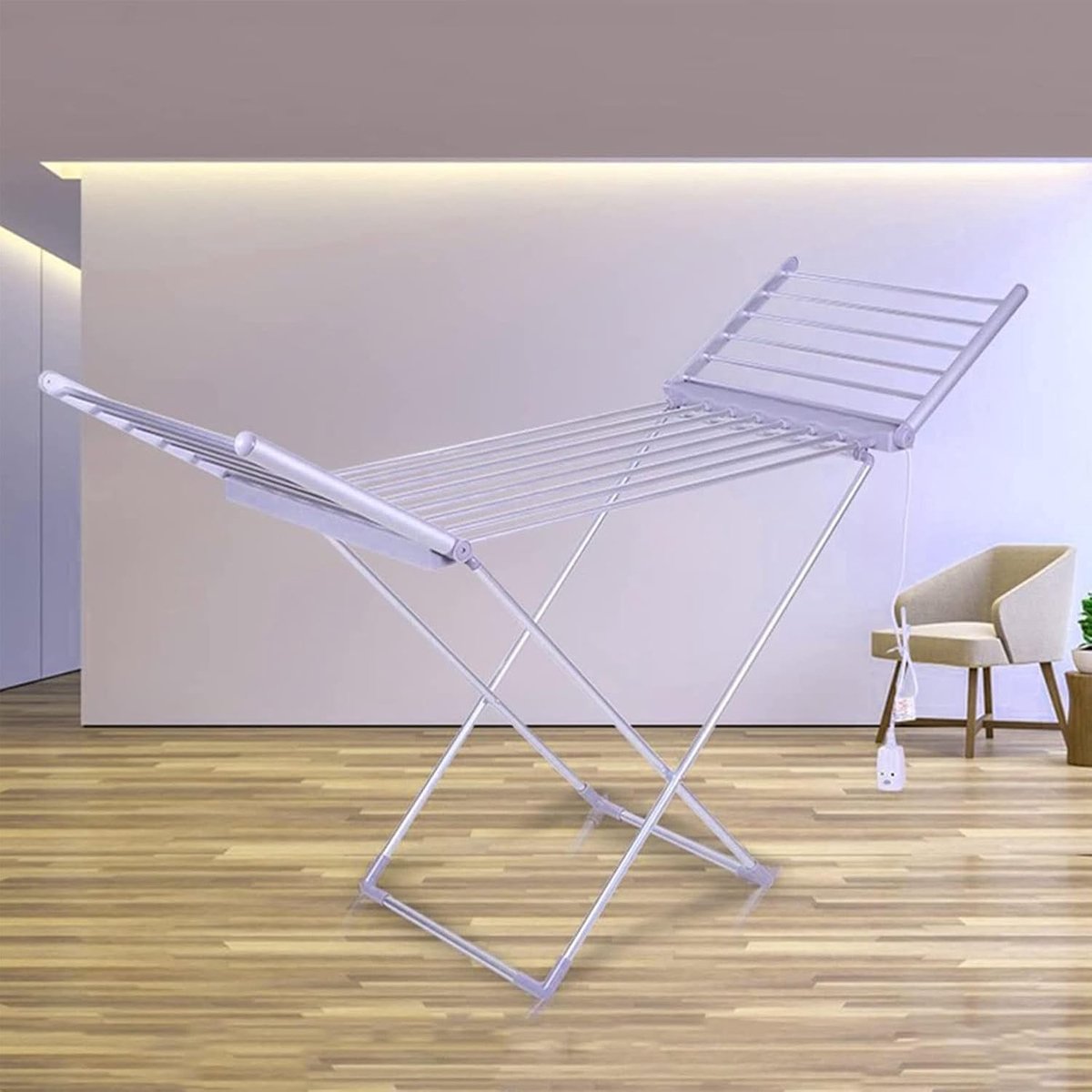 Elektrisch Kledingrek Wasdroger Vleugels Thuis Snel Drogen Opvouwbaar Draagbaar 146x50x98cm